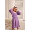 imageGRACE KARIN Girls Ruffle Tiered Dress Long Sleeve Swiss Dot Flowy ALine Dress 614YPlum