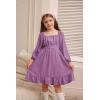 imageGRACE KARIN Girls Ruffle Tiered Dress Long Sleeve Swiss Dot Flowy ALine Dress 614YPlum
