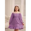 imageGRACE KARIN Girls Ruffle Tiered Dress Long Sleeve Swiss Dot Flowy ALine Dress 614YPlum