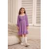 imageGRACE KARIN Girls Ruffle Tiered Dress Long Sleeve Swiss Dot Flowy ALine Dress 614YPlum