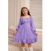 imageGRACE KARIN Girls Ruffle Tiered Dress Long Sleeve Swiss Dot Flowy ALine Dress 614YPurple