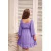 imageGRACE KARIN Girls Ruffle Tiered Dress Long Sleeve Swiss Dot Flowy ALine Dress 614YPurple