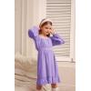 imageGRACE KARIN Girls Ruffle Tiered Dress Long Sleeve Swiss Dot Flowy ALine Dress 614YPurple