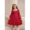 imageGRACE KARIN Girls Ruffle Tiered Dress Long Sleeve Swiss Dot Flowy ALine Dress 614YRed
