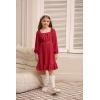 imageGRACE KARIN Girls Ruffle Tiered Dress Long Sleeve Swiss Dot Flowy ALine Dress 614YRed