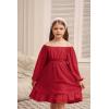 imageGRACE KARIN Girls Ruffle Tiered Dress Long Sleeve Swiss Dot Flowy ALine Dress 614YRed