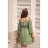 imageGRACE KARIN Girls Ruffle Tiered Dress Long Sleeve Swiss Dot Flowy ALine Dress 614YSage Green