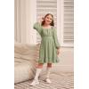 imageGRACE KARIN Girls Ruffle Tiered Dress Long Sleeve Swiss Dot Flowy ALine Dress 614YSage Green