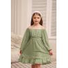 imageGRACE KARIN Girls Ruffle Tiered Dress Long Sleeve Swiss Dot Flowy ALine Dress 614YSage Green