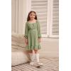 imageGRACE KARIN Girls Ruffle Tiered Dress Long Sleeve Swiss Dot Flowy ALine Dress 614YSage Green