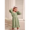 imageGRACE KARIN Girls Ruffle Tiered Dress Long Sleeve Swiss Dot Flowy ALine Dress 614YSage Green