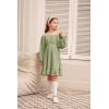 imageGRACE KARIN Girls Ruffle Tiered Dress Long Sleeve Swiss Dot Flowy ALine Dress 614YSage Green