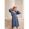 imageGRACE KARIN Girls Ruffle Tiered Dress Long Sleeve Swiss Dot Flowy ALine Dress 614YSteel Blue