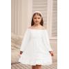 imageGRACE KARIN Girls Ruffle Tiered Dress Long Sleeve Swiss Dot Flowy ALine Dress 614YWhite