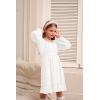 imageGRACE KARIN Girls Ruffle Tiered Dress Long Sleeve Swiss Dot Flowy ALine Dress 614YWhite