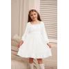 imageGRACE KARIN Girls Ruffle Tiered Dress Long Sleeve Swiss Dot Flowy ALine Dress 614YWhite