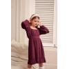 imageGRACE KARIN Girls Ruffle Tiered Dress Long Sleeve Swiss Dot Flowy ALine Dress 614YWine