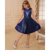 imageGRACE KARIN Girls Sequin Dress Sleeveless Prom Party Formal Graduations Fancy Tween Girls Dresses Size 512Navy Blue