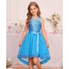 imageGRACE KARIN Girls Sequin Party Formal Dress Wedding Guest Sparkle Fancy Birthday Tulle High Low Prom Dresses 614 YearsBlue