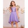 imageGRACE KARIN Girls Sequin Party Formal Dress Wedding Guest Sparkle Fancy Birthday Tulle High Low Prom Dresses 614 YearsFantasy Purple