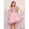 imageGRACE KARIN Girls Sequin Party Formal Dress Wedding Guest Sparkle Fancy Birthday Tulle High Low Prom Dresses 614 YearsPink