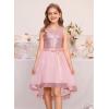 imageGRACE KARIN Girls Sequin Party Formal Dress Wedding Guest Sparkle Fancy Birthday Tulle High Low Prom Dresses 614 YearsPink