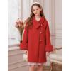 imageGRACE KARIN Girls Winter Dress Coat Girl Faux Fur Long Sleeve Jacket Kids Long Lined Outerwear with Pockets BeltRed