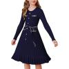 imageGRACE KARIN Girls Fall Sweater Dress Tween Long Sleeve Fashion Button Front Fancy Ruffle Winter Casual Dresses Size 614Navy Blue