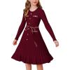 imageGRACE KARIN Girls Fall Sweater Dress Tween Long Sleeve Fashion Button Front Fancy Ruffle Winter Casual Dresses Size 614Wine Red