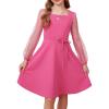 imageGRACE KARIN Girls Long Sleeve Dress Party Formal Contrast Mesh Puff High Waist Tie Square Neck 612 YearsRose Red
