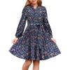 imageGRACE KARIN Girls Long Sleeve Fall Dresses Floral Hawaiian Party Dress for Teen Casual Pleated Outfits Size 614YNavy Bluecolorful Floral