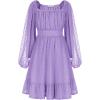imageGRACE KARIN Girls Ruffle Tiered Dress Long Sleeve Swiss Dot Flowy ALine Dress 614YPurple