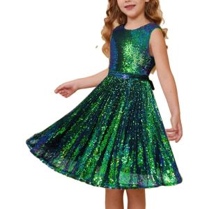 imageGRACE KARIN Girls Sequin Dress Sleeveless Prom Party Formal Graduations Fancy Tween Girls Dresses Size 512Blackgreen