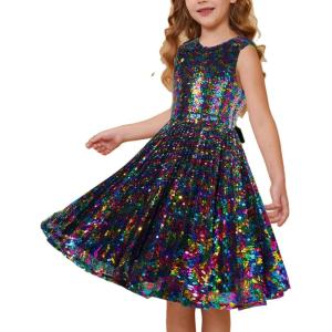 imageGRACE KARIN Girls Sequin Dress Sleeveless Prom Party Formal Graduations Fancy Tween Girls Dresses Size 512Colorful Black