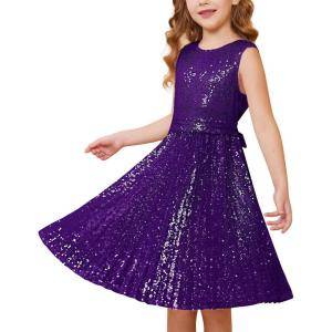 imageGRACE KARIN Girls Sequin Dress Sleeveless Prom Party Formal Graduations Fancy Tween Girls Dresses Size 512Deep Purple