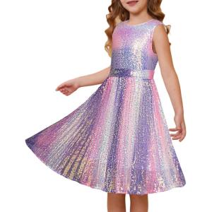 imageGRACE KARIN Girls Sequin Dress Sleeveless Prom Party Formal Graduations Fancy Tween Girls Dresses Size 512Gradientpurple