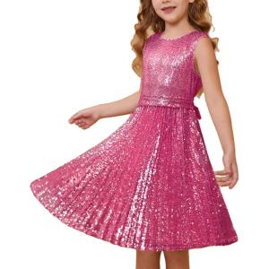 imageGRACE KARIN Girls Sequin Dress Sleeveless Prom Party Formal Graduations Fancy Tween Girls Dresses Size 512Hot Pink
