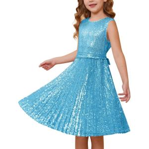 imageGRACE KARIN Girls Sequin Dress Sleeveless Prom Party Formal Graduations Fancy Tween Girls Dresses Size 512Light Blue
