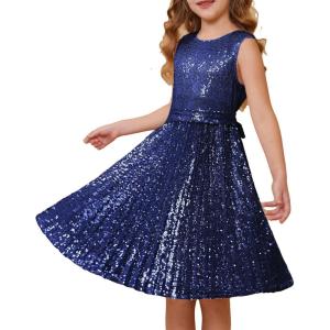 imageGRACE KARIN Girls Sequin Dress Sleeveless Prom Party Formal Graduations Fancy Tween Girls Dresses Size 512Navy Blue