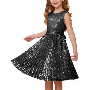 imageGRACE KARIN Girls Sequin Dress Sleeveless Prom Party Formal Graduations Fancy Tween Girls Dresses Size 512Normal Black