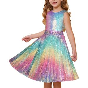 imageGRACE KARIN Girls Sequin Dress Sleeveless Prom Party Formal Graduations Fancy Tween Girls Dresses Size 512Rainbow