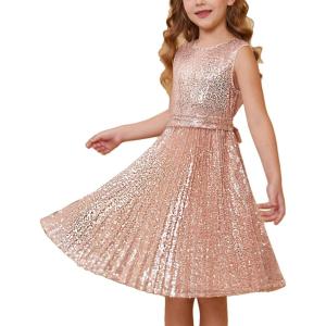 imageGRACE KARIN Girls Sequin Dress Sleeveless Prom Party Formal Graduations Fancy Tween Girls Dresses Size 512Rose Golden