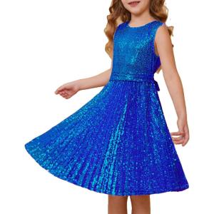 imageGRACE KARIN Girls Sequin Dress Sleeveless Prom Party Formal Graduations Fancy Tween Girls Dresses Size 512Royal Blue