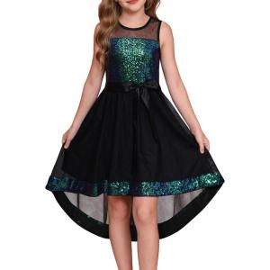 imageGRACE KARIN Girls Sequin Party Formal Dress Wedding Guest Sparkle Fancy Birthday Tulle High Low Prom Dresses 614 YearsBlackgreen