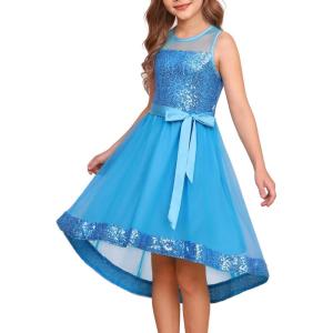 imageGRACE KARIN Girls Sequin Party Formal Dress Wedding Guest Sparkle Fancy Birthday Tulle High Low Prom Dresses 614 YearsBlue