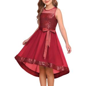 imageGRACE KARIN Girls Sequin Party Formal Dress Wedding Guest Sparkle Fancy Birthday Tulle High Low Prom Dresses 614 YearsRed