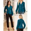 imageGRACE KARIN 2025 Women Fall Work Office BlousesLong Sleeve Trendy Work TopsV Neck Button Down Slim ShirtsPeacock Blue
