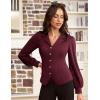 imageGRACE KARIN 2025 Women Fall Work Office BlousesLong Sleeve Trendy Work TopsV Neck Button Down Slim ShirtsWine Red