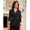 imageGRACE KARIN 2025 Womens Wrap V Neck Peplum Tops Elegant 34 Sleeve Dressy Casual Blouses Work Business Tie Front ShirtBlack