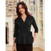 imageGRACE KARIN 2025 Womens Wrap V Neck Peplum Tops Elegant 34 Sleeve Dressy Casual Blouses Work Business Tie Front ShirtBlack